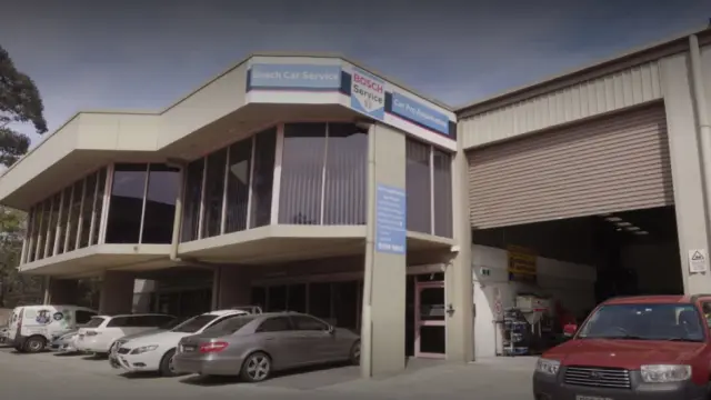 Front view of Bosch Car Service in Castle Hill, featuring the Bosch Car Service logo and signage.