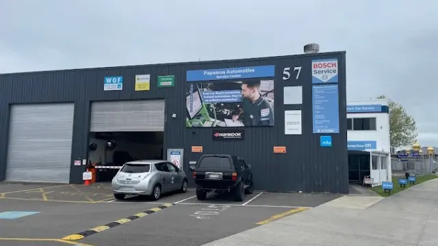 Back view of the automotive service center, offering trusted car services in Papamoa, New Zealand